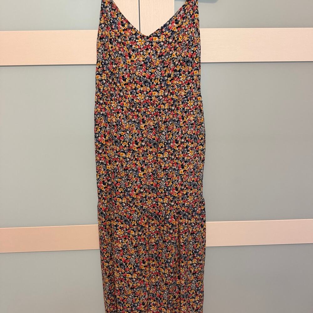 Old Navy Floral Midi Dress Women’s XS Navy Multicolor Sleeveless Pocket Dress